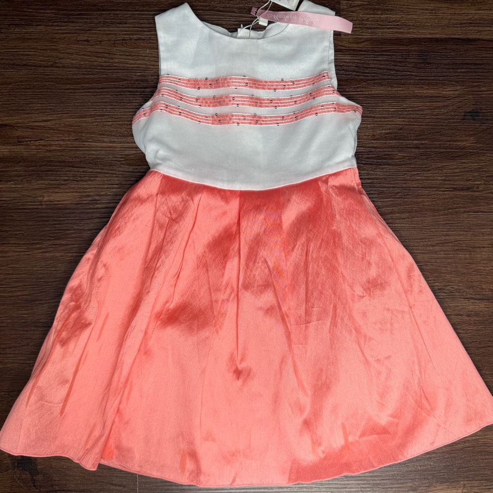 Elegant Coral and White Kids Formal Dress
